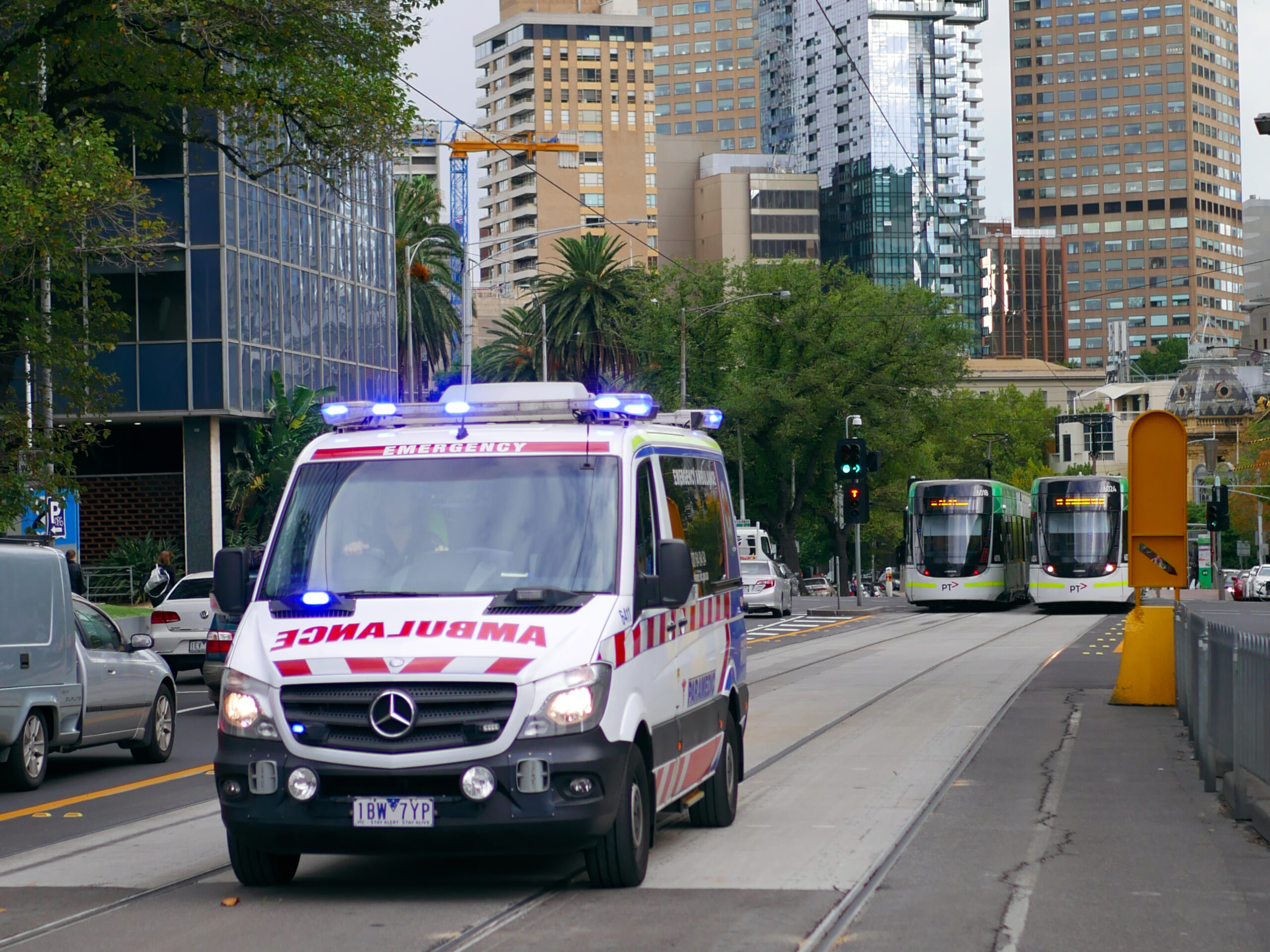 Melbourne,,Australia,-,March,26,2018:,Ambulance,On,Nicholson,Street