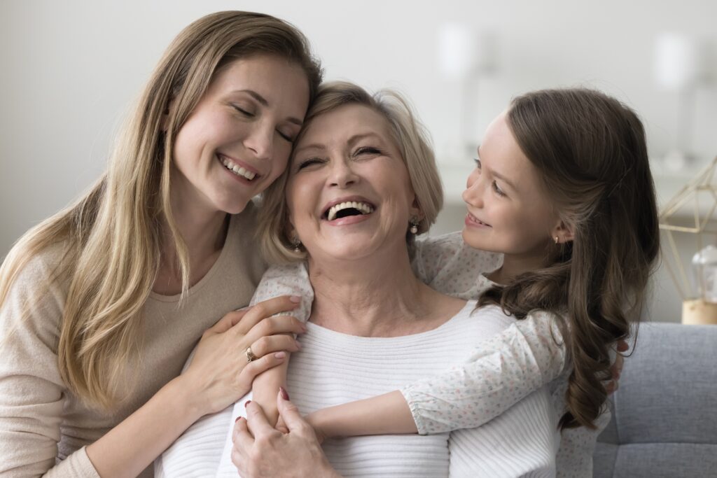 Joyful,Grandkid,Girl,And,Adult,Daughter,Woman,Hugging,Happy,Excited